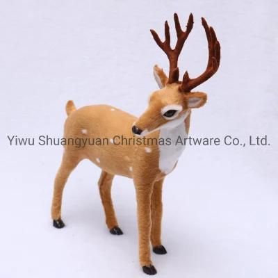 Xmas Elk Home Decor New Year Mini Simulation Elk Deer Simulated Christmas Decorations Plush Plastic Christmas Reindeer