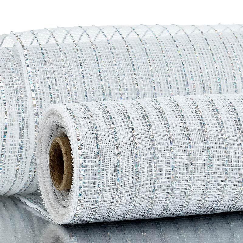 Silver Thread Metallic 10′′ Deco Mesh for Gifts Package