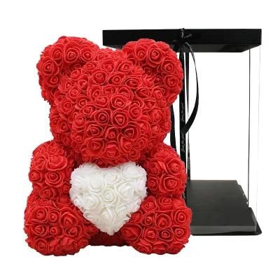 Best Price Wedding Valentine&prime;s Day Gift for Girlfriend 25cm 40cm Artificial Foam Rose Teddy Bear with Gift Box and Ribbon