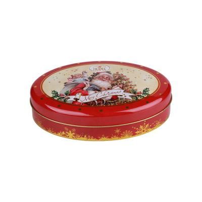 Hot Sale Oval Shape Tin Box Food Grade Tin Can Christmas Biscuit Tin Box