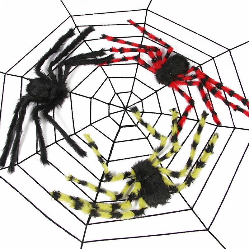 Spider Web Halloween Spider Party Decoration Props Spider Web Secret Room Tricky Simulation Plush Spider Wholesale