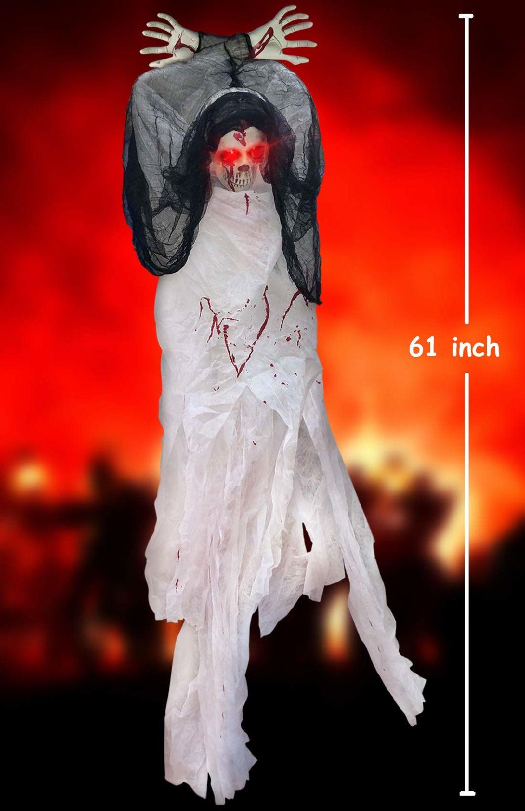 5FT Halloween Decorations Hanging Ghost Scary Prop Skull Outdoor Indoor Large Animated Life-Size for Haunted House Party Favor