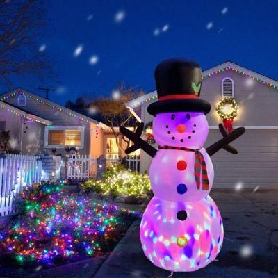 Colorful Light Inflatable Snowman Disco Christmas Decorations Outdoor Use