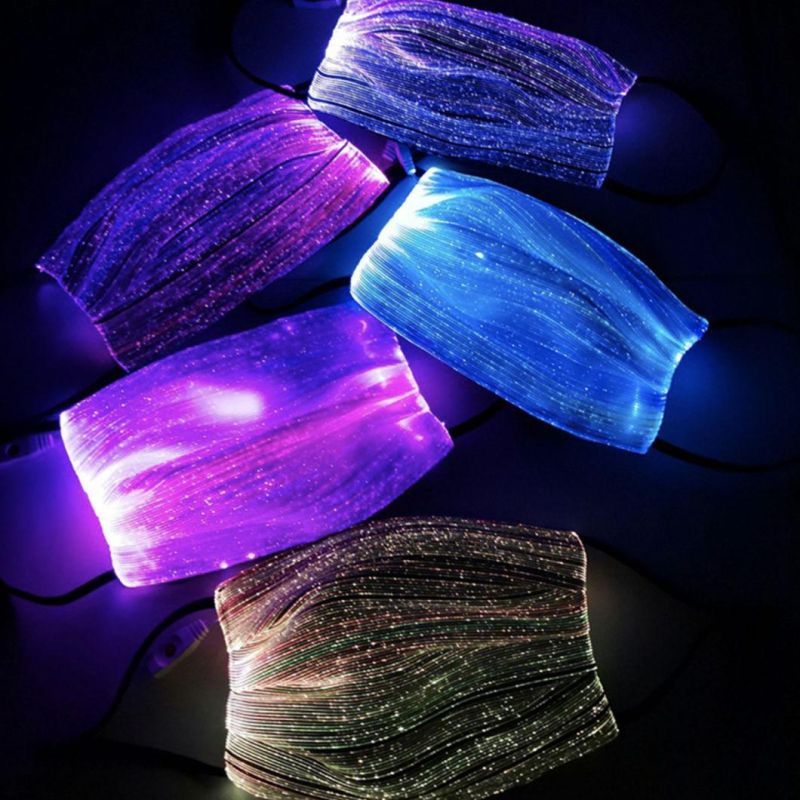 Rave Glowing Luminous Party Flashing Optical Fiber Cool DJ Festival Glow in The Dark 7 Colors New Arrival LED Light up Mask