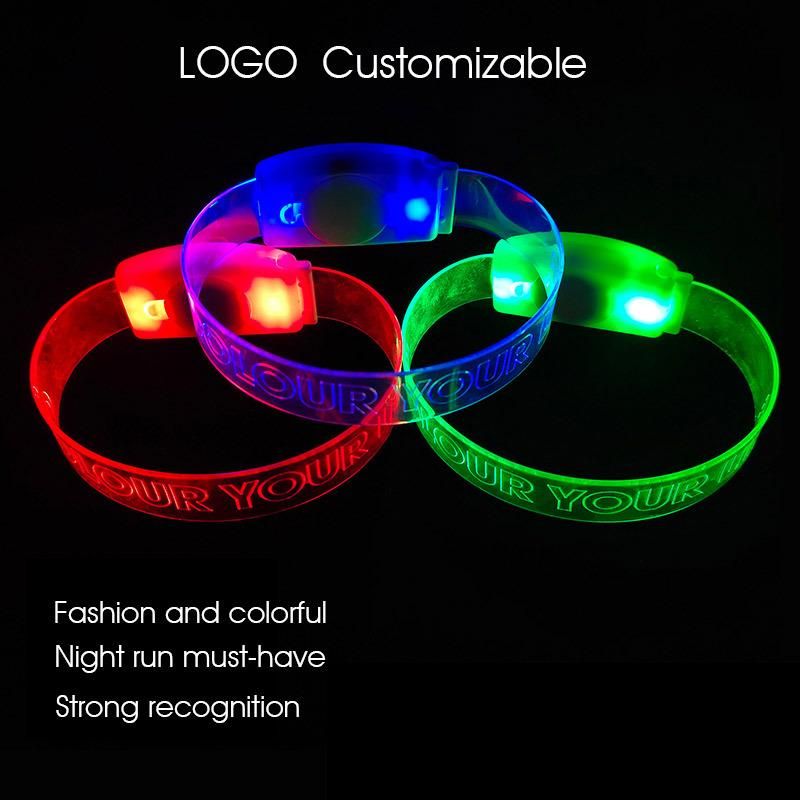 Custom LED Glow in The Dark Bracelet Flash Lighting Concert Wristband