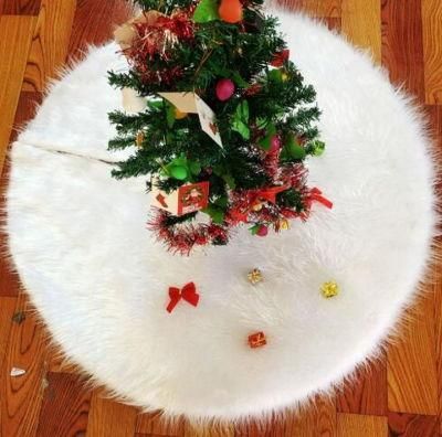 Customized Size Pure White Plush Christmas Tree Skirts