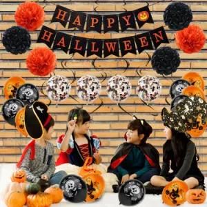 Halloween Decorations Set Banner Spider Bottle Wine Pumpkin Balloon