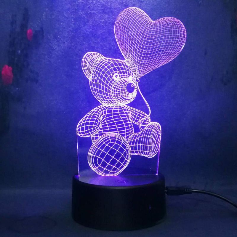 LED Love Teddy Bear 3D Nightlight Lamp