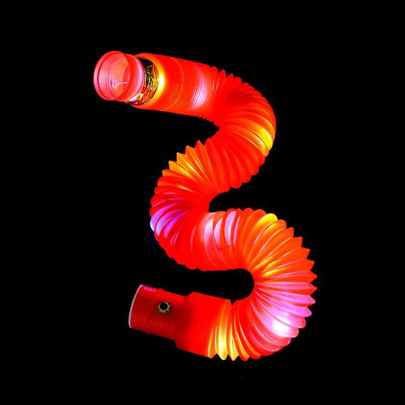 Rainbow Party Favor 2.9cm PE Flash LED Fidget Glow in The Dark Light up Tubes LED Pop Tube