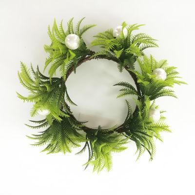 High Quality Green Christmas Wreath Decorated with Flower Pine Cone Leaves