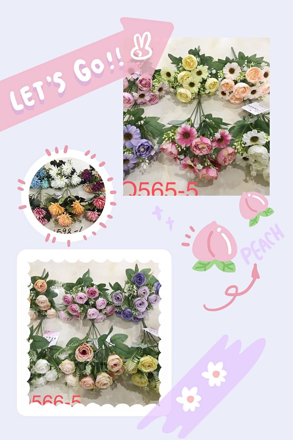 Artificial Silk Flowers Realistic Roses Bouquet Long Stem for Home Wedding Decoration Party