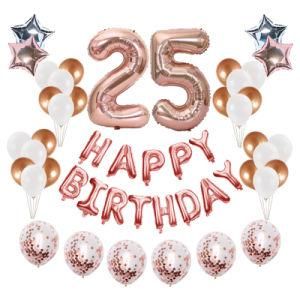 Rose Gold Foil Number Balloon Confetti Latex Balloon 25th Birthday Party Decorations