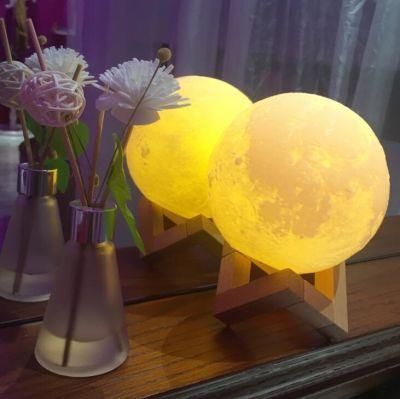 2019 Remote Touch Control 3D Printing The Moon Light 3D Lamp Wooden Stand