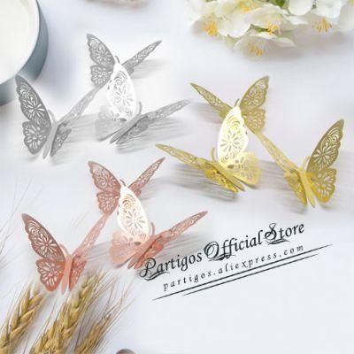 12PCS Wall Stickers Hollow Rose Gold/Golden/Silver Butterfly Wall Stickers