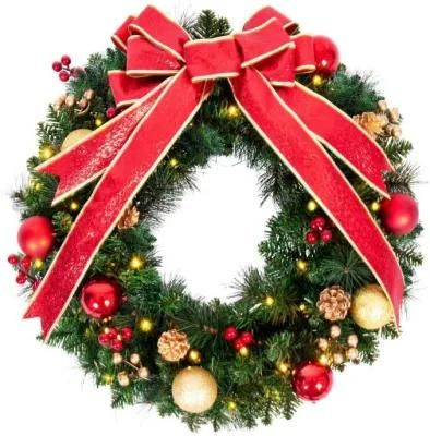 20cm 30cm 40cm Handmade Artificial Christmas Wreath with Lights for Sale