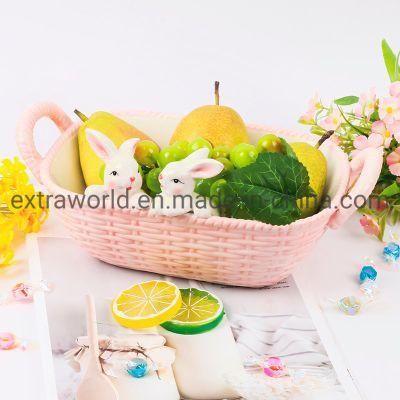 Ceramic Easter Home Use Fruit Basket Cookie Bowl Snack Dessert Tray Home Decoration Tableware
