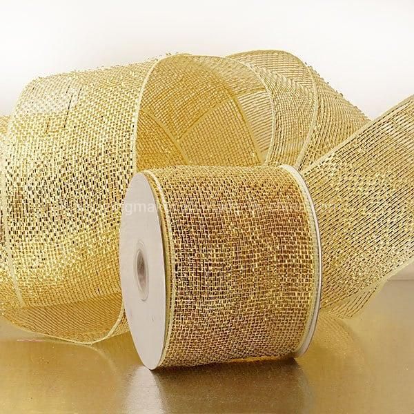 Half Solid Metallic 4′′ Wedding Deco Mesh Ribbons