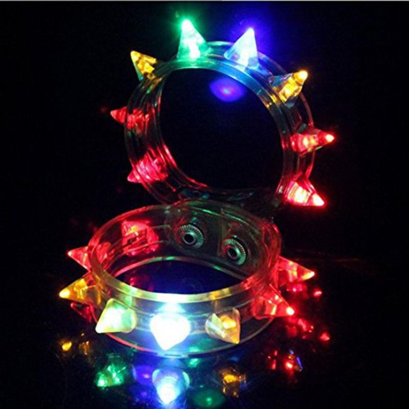 Multi Color LED Light up Flashing Rivet Punk Spike Bracelet