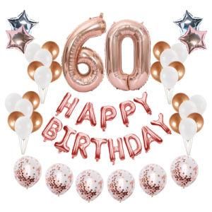 Number 60 Balloons Happy Birthday 60th Women Party Decorations