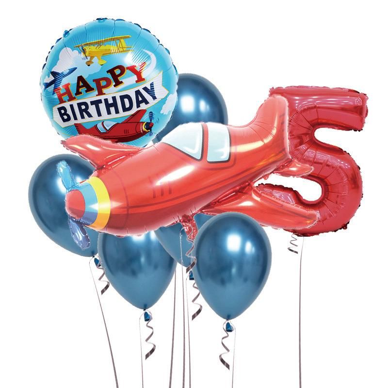 Happy Birthday Red Airplane Number Foil Balloon Wholesale Metallic Balloons