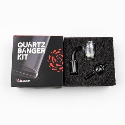 Volcanee Quartz Banger Set 4mm Quartz Banger &amp; Glass Carb Cap &amp; Terp Pearls Include Boxes Set Banger