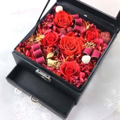 Necklace Jewelry Drawer Preserved Everlasting Real Rose Flower Gift Box