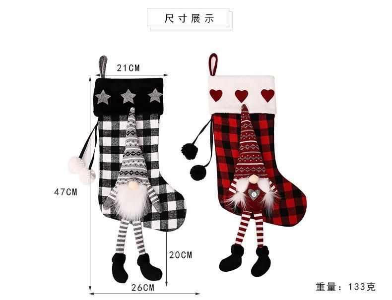 New Red and Black Gingham Christmas Stockings, Christmas Decorations, Gift Bags and Decorations