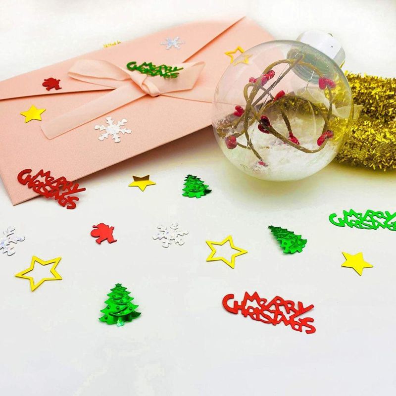 Christmas Confetti Glitter Xmas Pentagram Tree Marry Christmas Mixed Foil Table Confetti Sequins for Christmas Party or DIY Decoration
