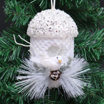 Christmas Decoration Tree Hanging White Foam Pinecone with Bird Christmas Gift