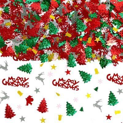 Christmas Confetti Glitter Xmas Pentagram Tree Marry Christmas Mixed Foil Table Confetti Sequins for Christmas Party or DIY Decoration