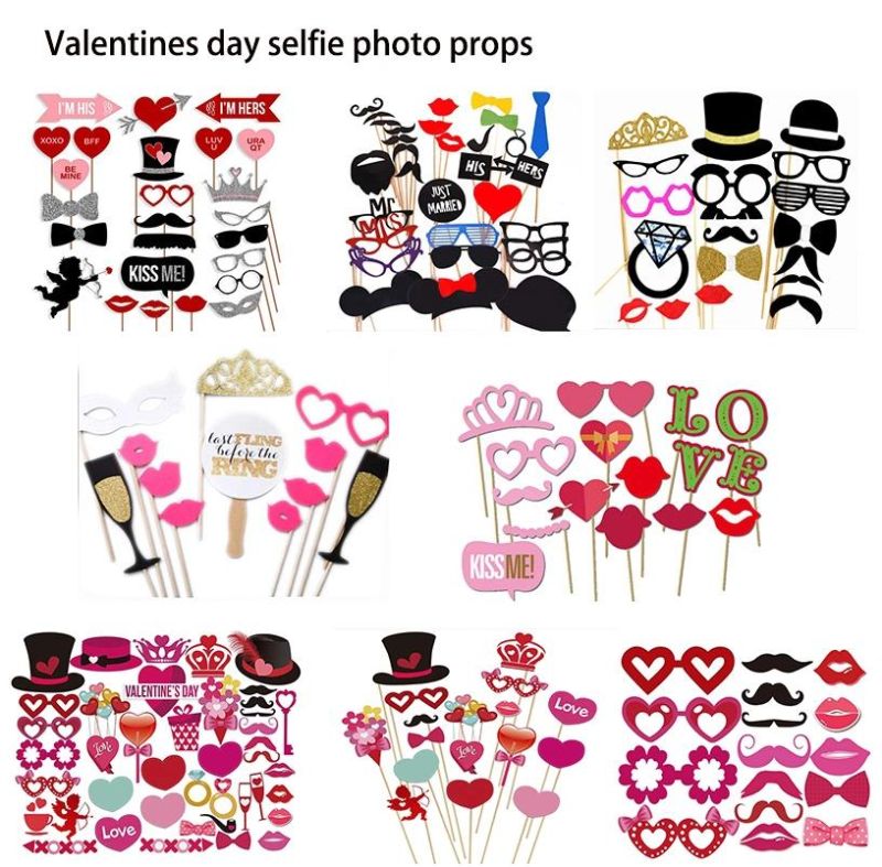 Valentines Day Photo Booth Props Favors Party DIY Adult Paper Deoration Photos Props