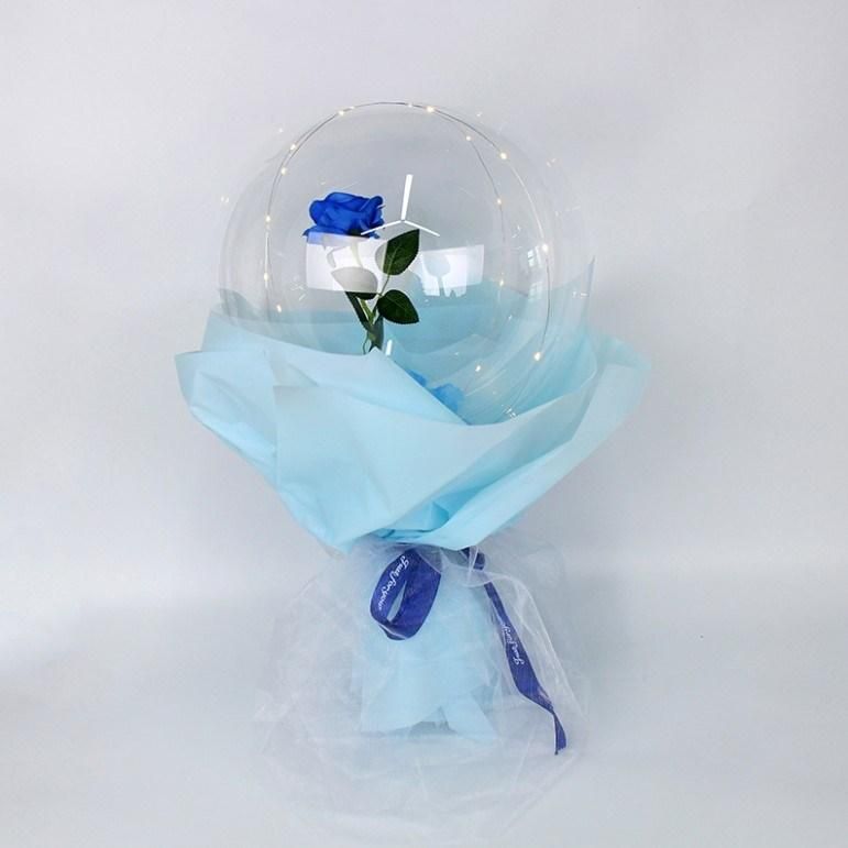 New Hot Sale LED Luminous Balloon Transparent Bobo Balloon Rose Bouquet for Valentines Day Gift