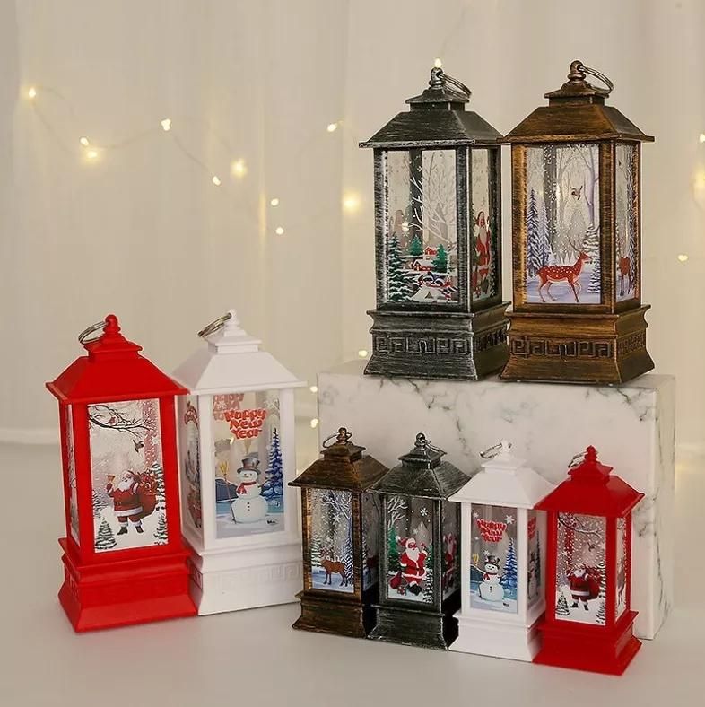 Christmas Decoration Home Lighted Christmas Santa Snowman Lantern with Battery Operate