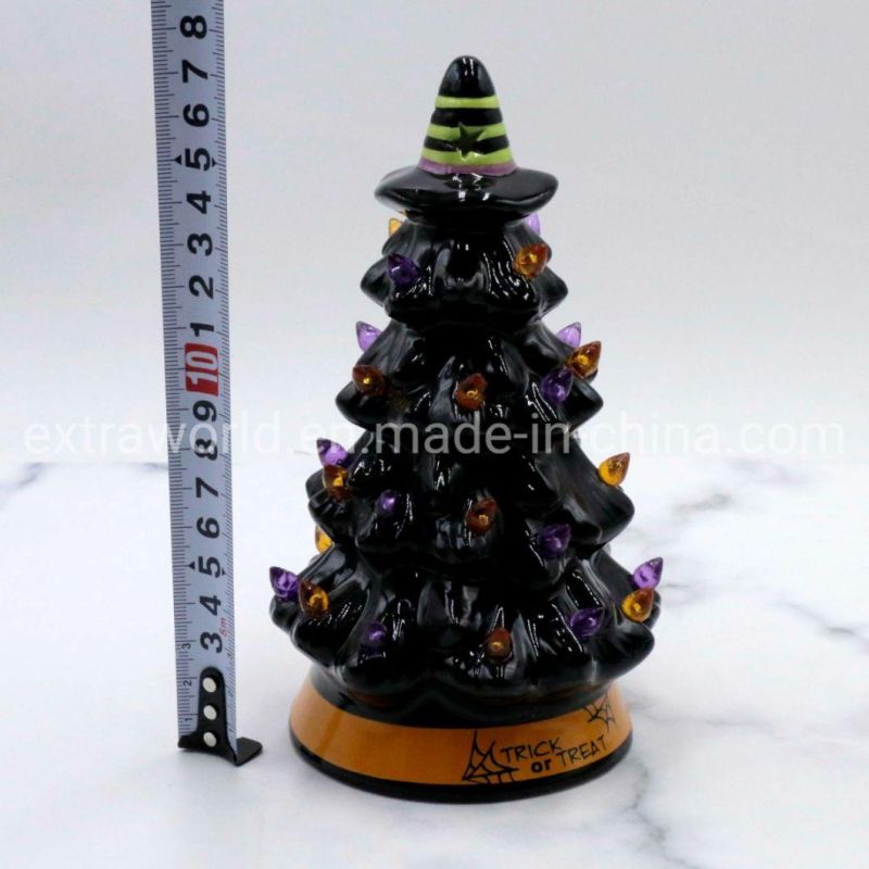 Hand-Painted Ceramic Hallowmas Home Decoration Gift with LED Light