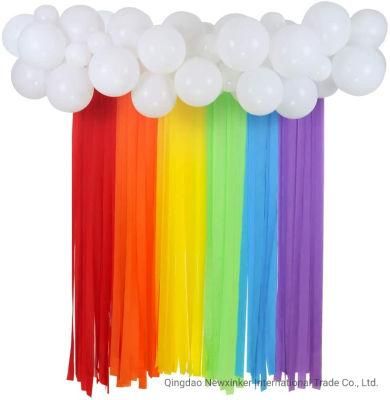 Rainbow Party Decorations Backdrop Color Crepe Streamer