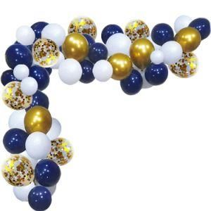 62PCS Balloon Arch Blue White Gold Sequin Balloon Boy Party Decoration