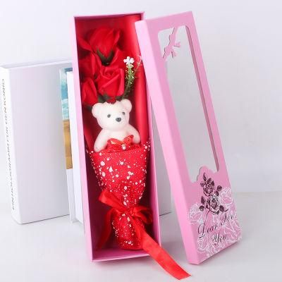 Wholesale Cheaper Soap Flower Teddy Bear Birthday Gift Soap Roses Gift Box