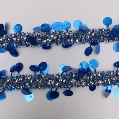 None Fire Proof 14*200cm Blue Pet Tinsel Garland