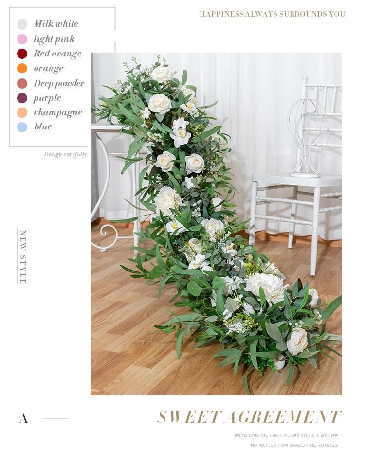 2 Meter 200cm Long Decorative Flower Row White Artificial Table Runner Flower