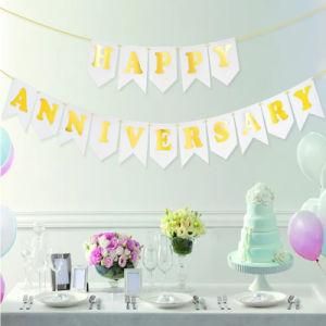 Happy Anniversary Shield Dovetail Paper Garland Wedding Decorations