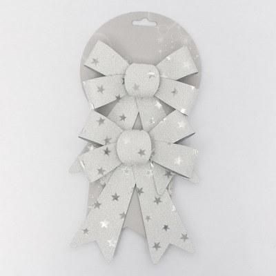 Silver PVC Christmas Decoration Bowknot with Star Print