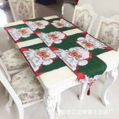 Santa Yarn-Dyed Jacquard Table Runner Christmas Tablecloth Table Mat