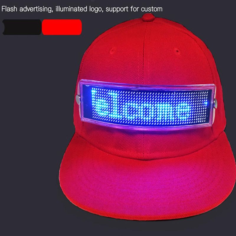 LED Display Flashing Hats Display Screen Advertising Cap Glowing Gifts LED Lights Cap for See a Friend Block out The Sun Window Shopping at Night