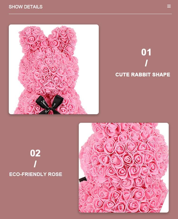 Inunion PE Foam Bunny Foam Rabbit Rose Rabbit Valentines Gift Rose Teddy Bear Foam Bunny Easter Gift