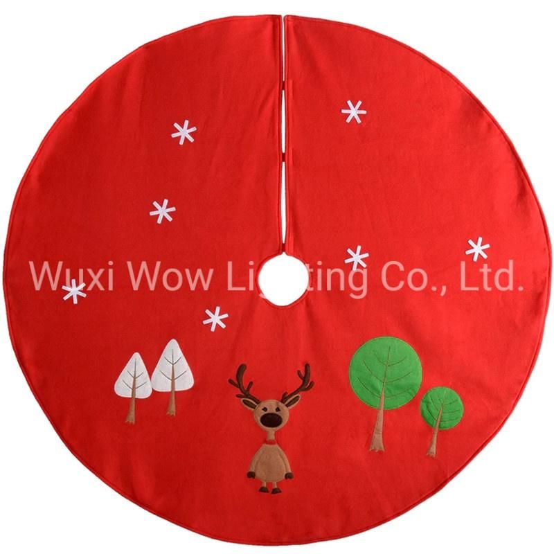 Reindeer Christmas Tree Skirt Decoration, 120 Cm -Red