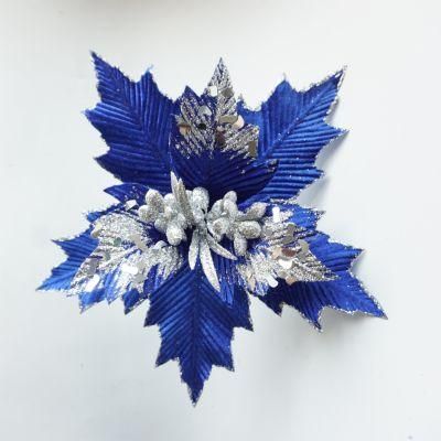 Christmas Poinsettia Flower for Tree Decoration Glitter