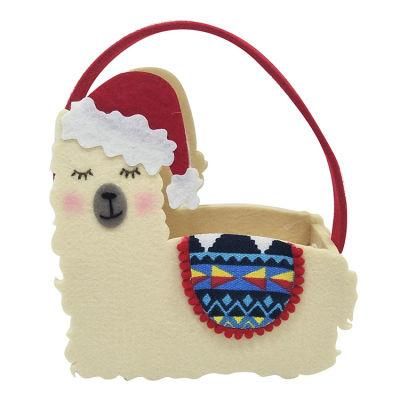 China Suppliers New Fabric Alpaca Baskets Felt Gift Tote Llama Bag