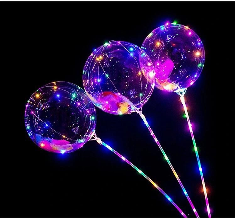 Latex LED Flash Transparent Round Bubble Bobo Balloon Christmas Party Gift Toys