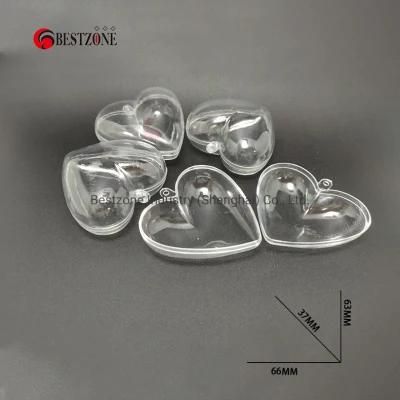Full Transparent Christms Plastic Hearts 62*36mm
