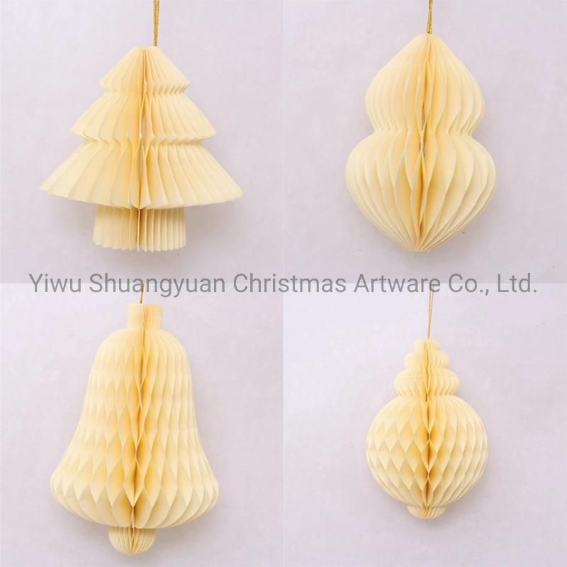 Christmas Paper Honeycomb Ball for Holiday Wedding Party Decoration Supplies Hook Ornament Craft Gifts